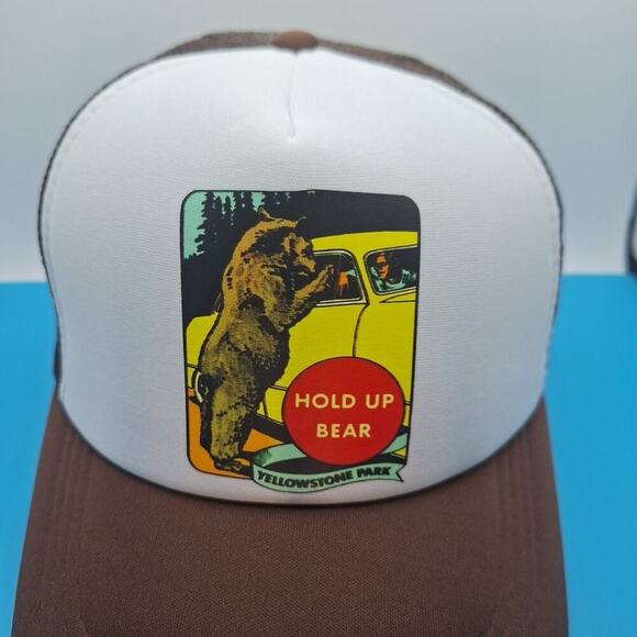 Yellowstone Park Trucker Snapback Hat Cap Foam Brown Retro Logo - Picture 2 of 7